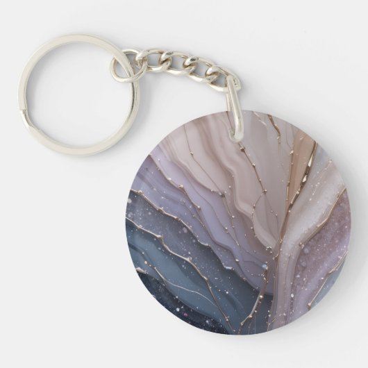 Abstract marmeren acrylen sleutelhanger met gouden (Voorkant)