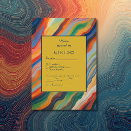 abstract marmeren afrikaanse bestemming bruiloft RSVP kaartje