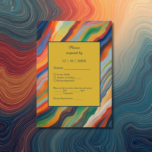 abstract marmeren afrikaanse bestemming bruiloft RSVP kaartje