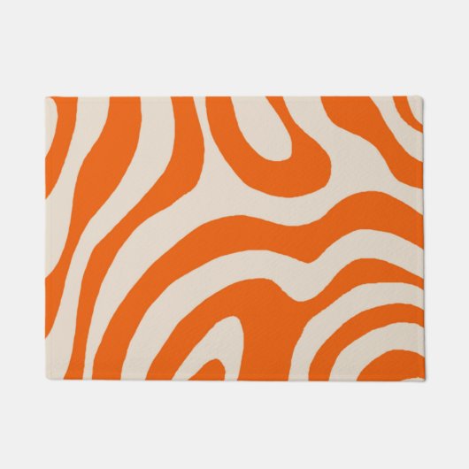 Abstract Marmeren Retro Sinaasappel Wavy Stripe Bo Deurmat (Voorkant)