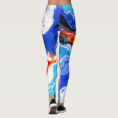 Abstract Marmeren Rood Sinaasappel Blauw Paarse Pa Leggings (Achterkant)