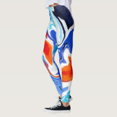 Abstract Marmeren Rood Sinaasappel Blauw Paarse Pa Leggings (Links)