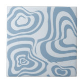 Abstract Marmeren Wavy Stripe Blue Retro Bold Mode Tegeltje (Voorkant)