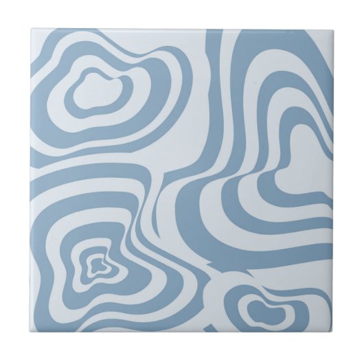 Abstract Marmeren Wavy Stripe Blue Retro Bold Mode Tegeltje (Voorkant)