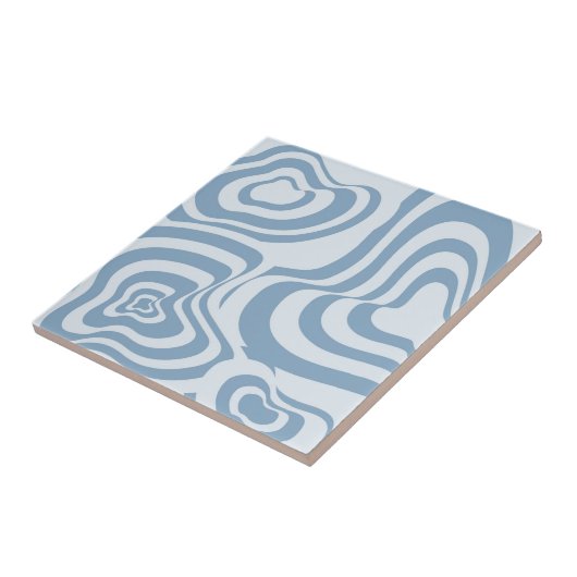 Abstract Marmeren Wavy Stripe Blue Retro Bold Mode Tegeltje (Zijkant)