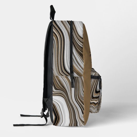 Abstract marmeren wervelpatroon-zwart bruin grijs bedrukte rugzak (Links)