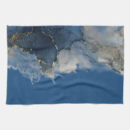 Abstract marmering op een oceaanblauwe achtergrond theedoek