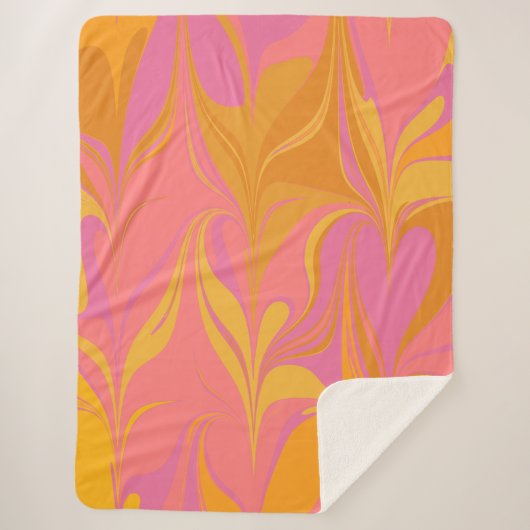 Abstract marmerontwerp in roze en goudkleurig sherpa deken (Voorkant)