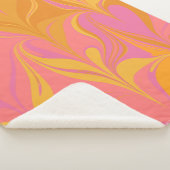 Abstract marmerontwerp in roze en goudkleurig sherpa deken (3/4)