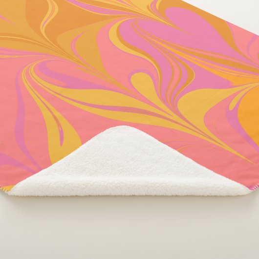 Abstract marmerontwerp in roze en goudkleurig sherpa deken (3/4)