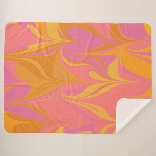Abstract marmerontwerp in roze en goudkleurig sherpa deken (Voorkant (horizontaal))