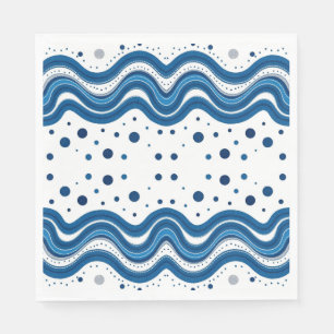 Abstract Marokkaans Wit & Blauw Golvende Lijnen & Servet
