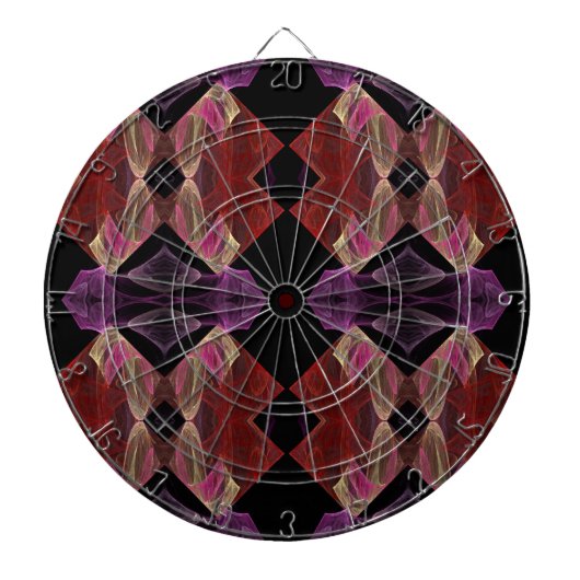 Abstract Maroon Paars Fractal Dart Board Dartbord (Voorkant)