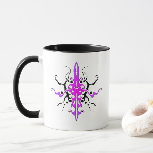 Abstract mask tribal tattoo ontwerp - roze mok (Met donut)