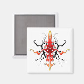 Abstract Masker Stam Tattoo Ontwerp - rood Magneet (Voorkant / Achterkant)