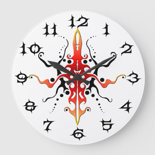 Abstract Masker Tribal Tattoo Ontwerp - rood Grote Klok (Voorkant)