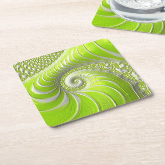Abstract Matig Spiral Fractal Kartonnen Onderzetters (Schuin)
