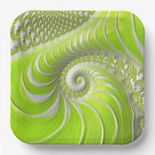 Abstract Matig Spiral Fractal Papieren Bordje (Voorkant)
