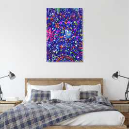Abstract maximalisme: reuzenrad 's nachts canvas afdruk