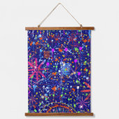 Abstract maximalisme: reuzenrad 's nachts hangend wandkleed (Voorkant)