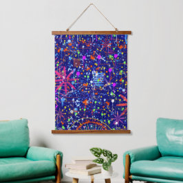 Abstract maximalisme: reuzenrad 's nachts hangend wandkleed