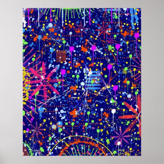 Abstract maximalisme: reuzenrad 's nachts poster (Voorkant)