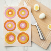 Abstract medio-midden Oranje cirkelpatroon Theedoek (Quarter Fold)