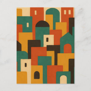 Abstract Mediterraans dorpsgeometrisch Briefkaart
