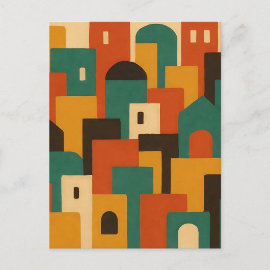 Abstract Mediterraans dorpsgeometrisch Briefkaart (Voorkant)