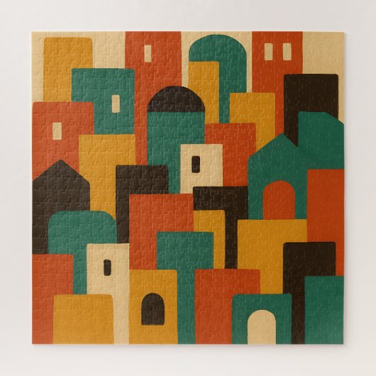 Abstract Mediterranean Village Geometric Legpuzzel (Verticaal)