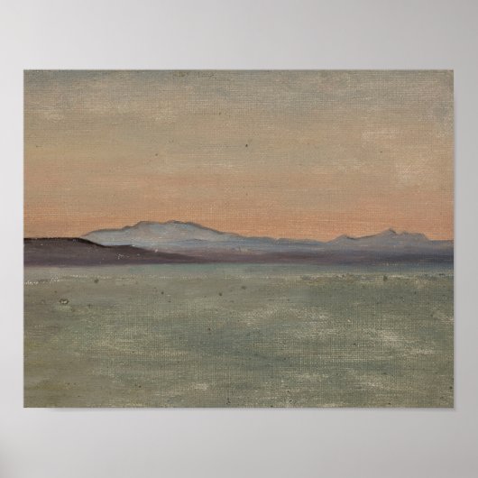 Abstract meer en bergen horizon kunstprint poster (Voorkant)