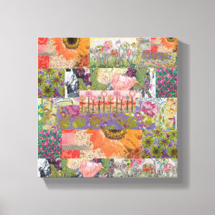Abstract Meerdere Bloemen 2 Uitgerekt Canvas Print