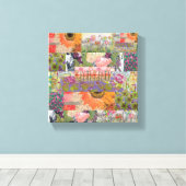 Abstract Meerdere Bloemen 2 Uitgerekt Canvas Print (Insitu (Houten vloer))