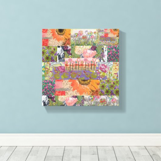 Abstract Meerdere Bloemen 2 Uitgerekt Canvas Print (Insitu (Houten vloer))