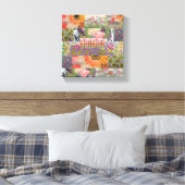 Abstract Meerdere Bloemen 2 Uitgerekt Canvas Print (Insitu (Slaapkamer))
