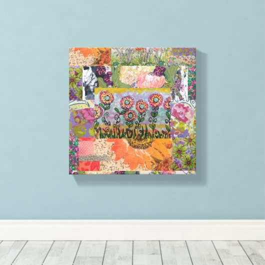 Abstract meerdere bloemen 3 canvas afdruk (Insitu (Houten vloer))