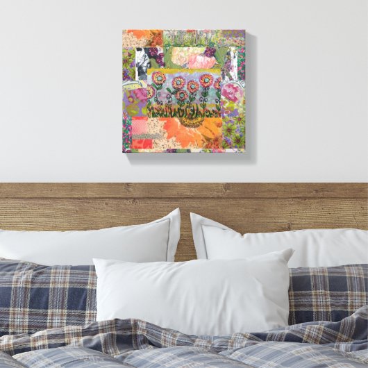 Abstract meerdere bloemen 3 canvas afdruk (Insitu (Slaapkamer))