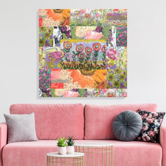 Abstract Meerdere Bloemen 3 Canvas Afdruk (Insitu (Woonkamer))