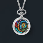 Abstract Meerkleurig ketting van het roestvrijstal<br><div class="desc">Een origineel abstract tintelend ai-kunstwerk</div>