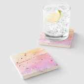 Abstract meerkleurig Onderzetter van trevertinesto (Zijkant)