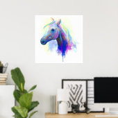 Abstract meerkleurig paard poster (Thuiskantoor)
