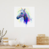 Abstract meerkleurig paard poster (Keuken)