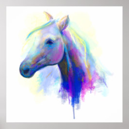 Abstract meerkleurig paard poster
