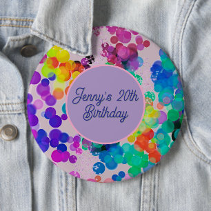 Abstract Meerkleurige Gefeliciteerd Bokeh Ronde Button 6,0 Cm