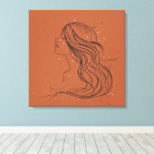 Abstract Meisje Canvasprint – Modern Minimalistisc Canvas Afdruk (Insitu (Houten vloer))