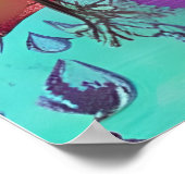 Abstract Meisje en Vogel Paarse en Blauwgroen Poster (Hoek)