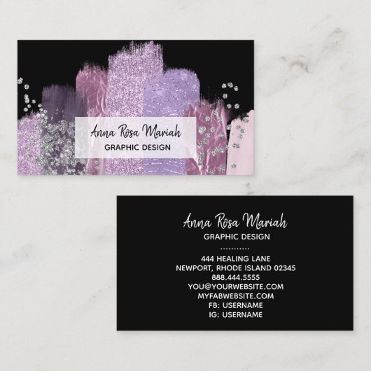 *~* Abstract meisje Feminine-opvallend Chic Glitte Visitekaartje (Voorkant / Achterkant)