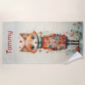 Abstract meisje Fox dragen kleding Strandlaken (Voorkant)