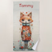 Abstract meisje Fox dragen kleding Strandlaken (Voorkant)