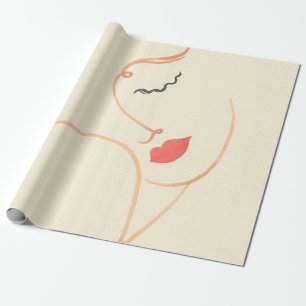 Abstract meisje gezicht, mooie vrouw, mode illus cadeaupapier
